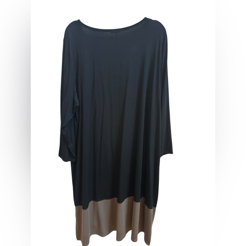 Eileen Fisher Viscose Stretch Dress Sz 3X Black & Brown Colorblock Dress - Picture 5 of 5